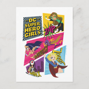 Carte Postale Panneaux d'action pour filles Super Hero DC