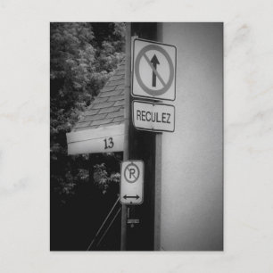 Carte Postale Panneaux de signalisation noirs et blancs Art mode