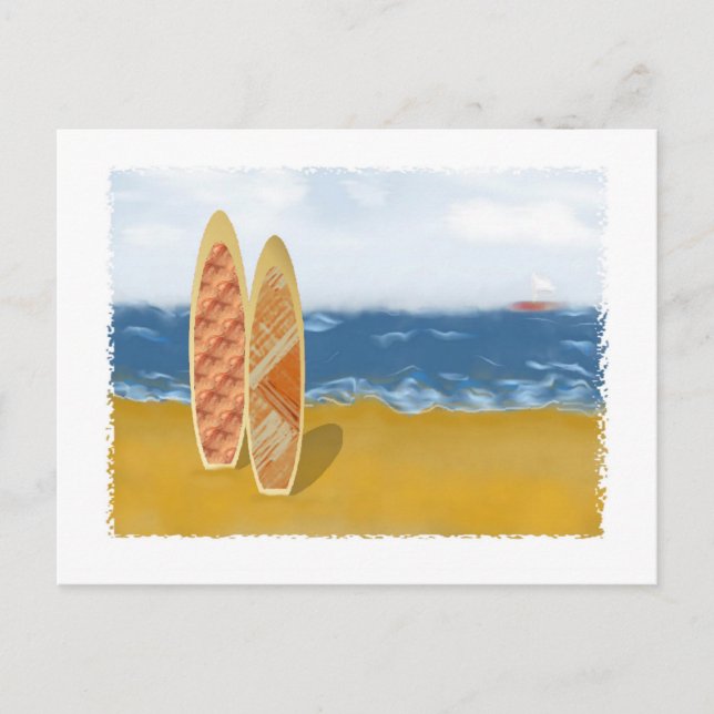 Carte Postale Panneaux De surf Sur La Plage (Devant)