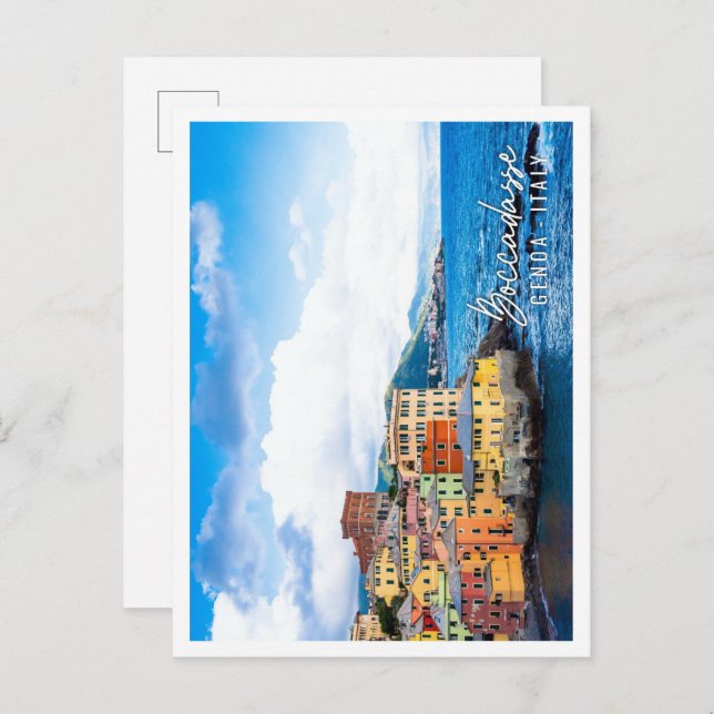 Carte Postale Panorama de la marina de Boccadasse à Gênes Italie (Devant / Derrière)