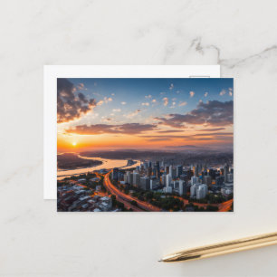 Carte Postale Panorama de la ville au coucher du soleil