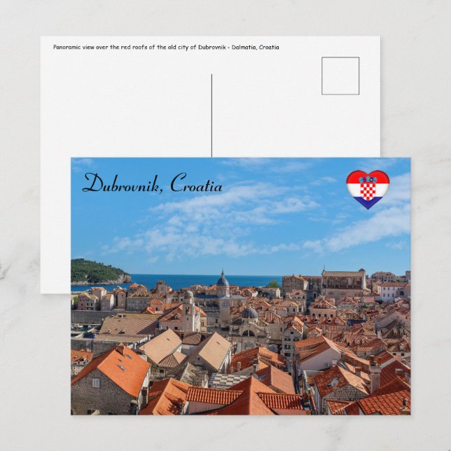 Carte Postale Panorama de la ville de Dubrovnik - Croatie (Devant / Derrière)