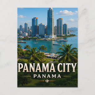 Carte Postale Panorama de la ville de Panama et merveille du can