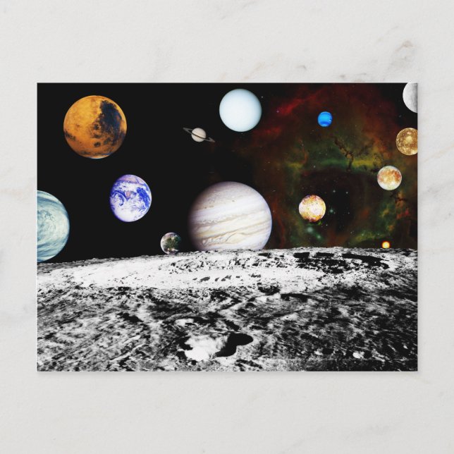 Carte Postale Panorama de planète de la surface de la lune (Devant)