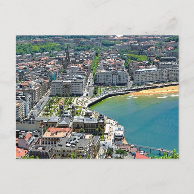 Carte Postale Panorama. Saint-Sébastien et la baie de La Concha. (Devant)