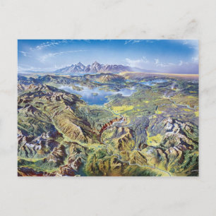 Carte Postale Panoramic Drawing Of Yellowstone