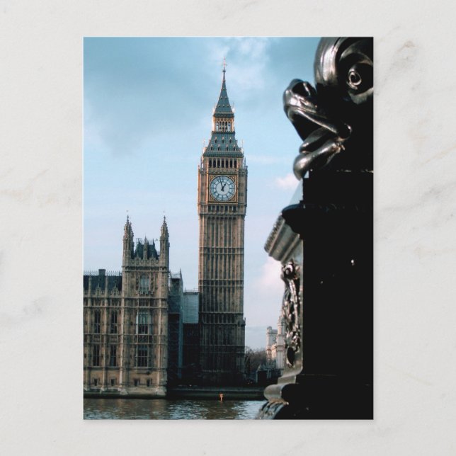 Carte Postale Panorámica Londres Nublado Big Ben y Río Támesis (Devant)