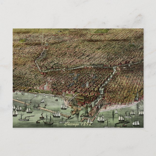 Carte Postale Panoramique Chicago 1892 (Devant)