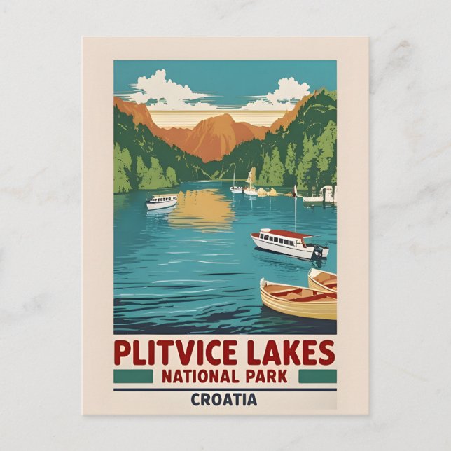 Carte postale panoramique des lacs de Plitvice Cro (Devant)