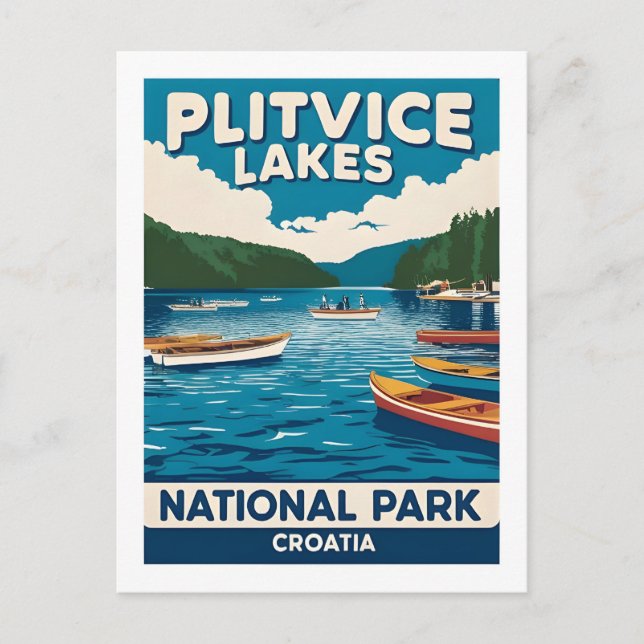 Carte postale panoramique des lacs de Plitvice Cro (Devant)