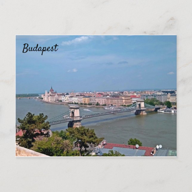 Carte postale panoramique ensoleillée de Budapest (Devant)