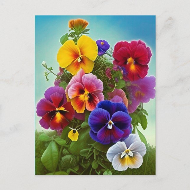 Carte Postale Pansies colorées -AI ART (Devant)