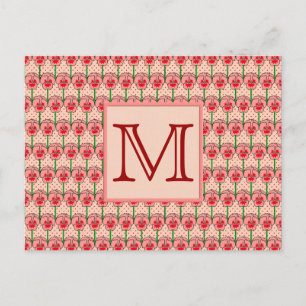 Carte Postale Pansies de corail - motif de papier peint rétro