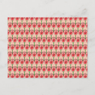 Carte Postale Pansies de corail - motif de papier peint rétro