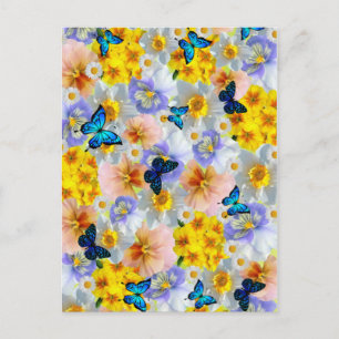 Carte Postale Pansies Et Papillons