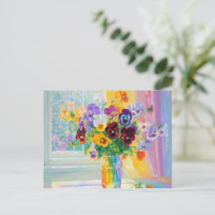 Carte Postale Pansies Floraux Aquarelle