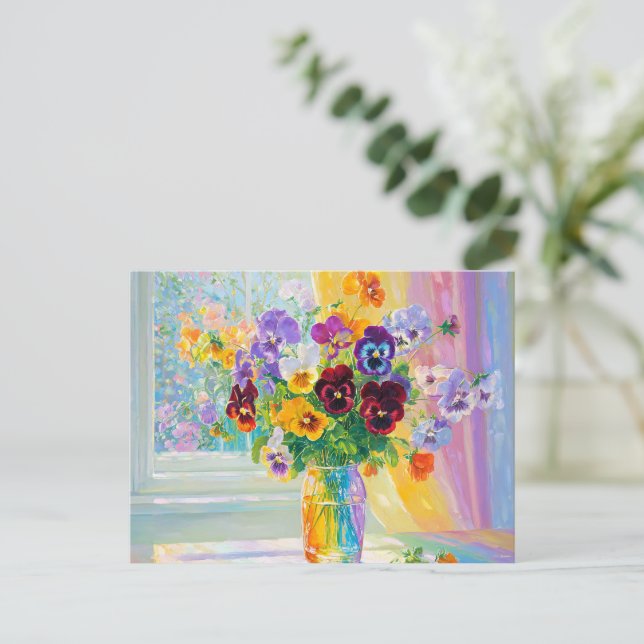 Carte Postale Pansies Floraux Aquarelle (Debout devant)