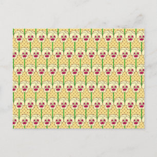 Carte Postale Pansies jaunes - motif papier peint rétro