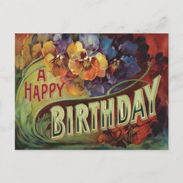 Carte Postale Pansies Pansy Arc-en-ciel Fleurs florales (Devant)