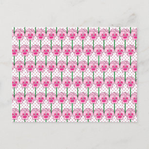Carte Postale Pansies roses - motif papier peint rétro