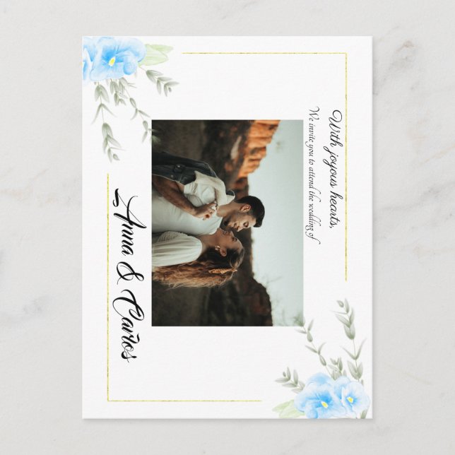 Carte Postale Pansy Blue Elegant mariage de fleurs Faire-part (Devant)