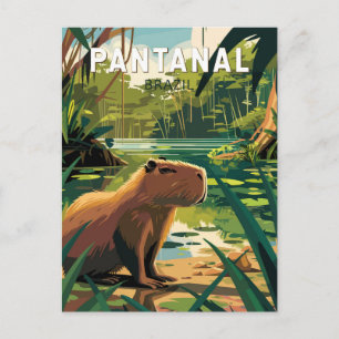 Carte Postale Pantanal Brésil Capybara Voyage Art Rétro