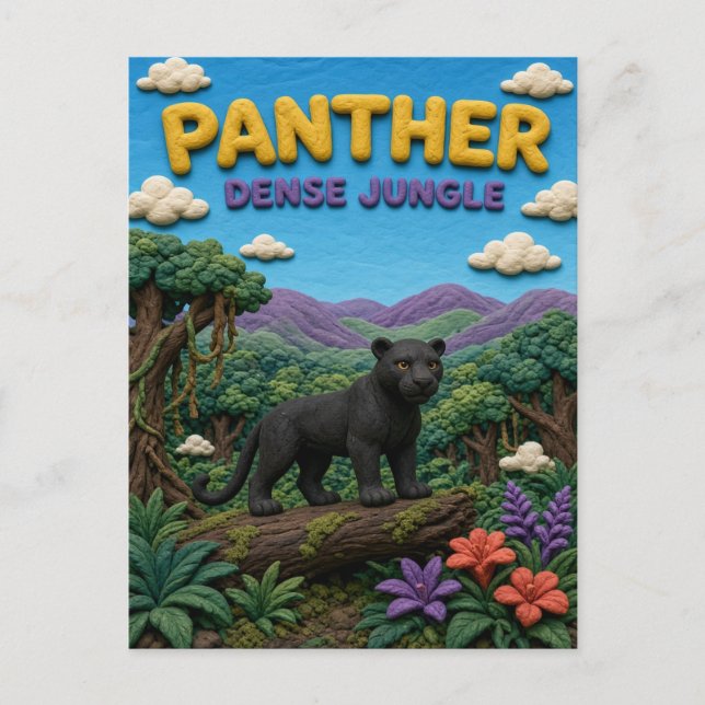 Carte Postale Panthère, argile dense de la jungle (Devant)