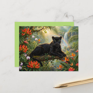 Carte Postale Panthère noire Kenya Fleurs de jungle Cascade