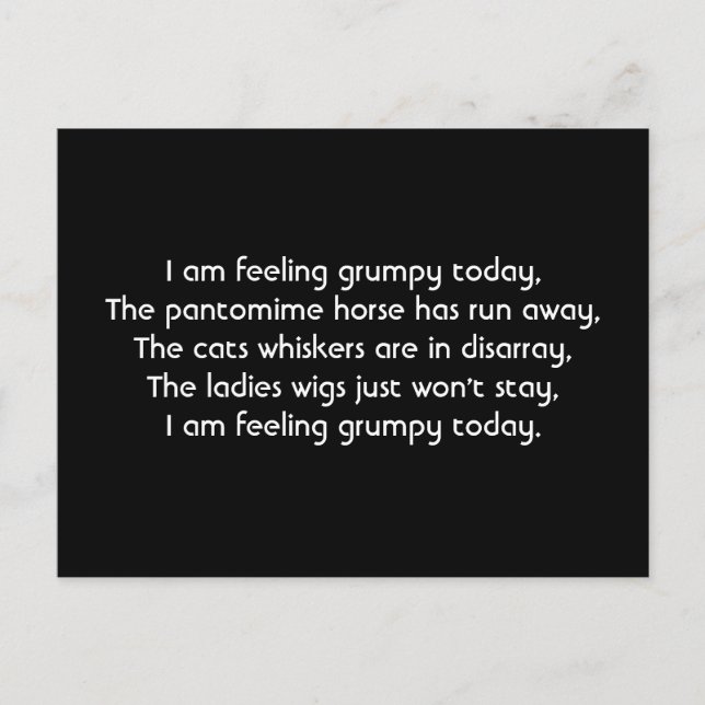 Carte Postale Pantomime. Poème. Noir Blanc (Devant)