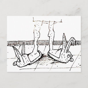 Carte Postale Pantoufles de dessin animé Funny Bunny