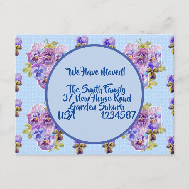 Carte Postale Pany Flowers New Address Postcard, We Are Moving (Devant)