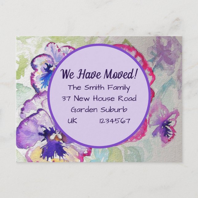 Carte Postale Pany Flowers New Address Postcard, We Are Moving (Devant)