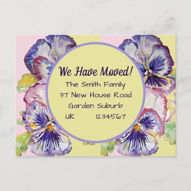 Carte Postale Pany Flowers New Address Postcard, We Are Moving (Devant)