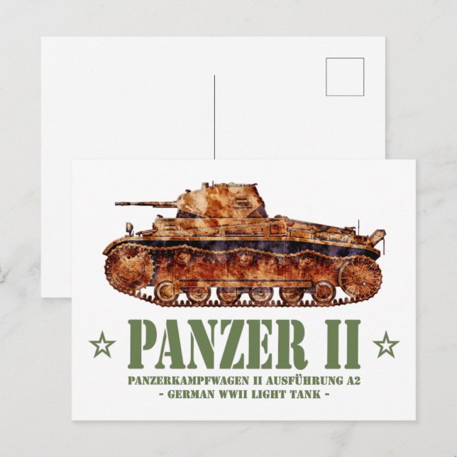 Carte Postale Panzer II A2 2ÈME GUERRE MONDIALE allemands de cha (Devant / Derrière)