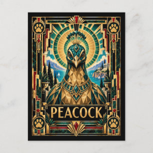 Carte Postale Paon, faune Art Déco