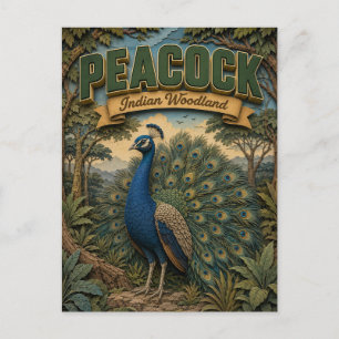 Carte Postale Paon Indian Woodland POPCUT