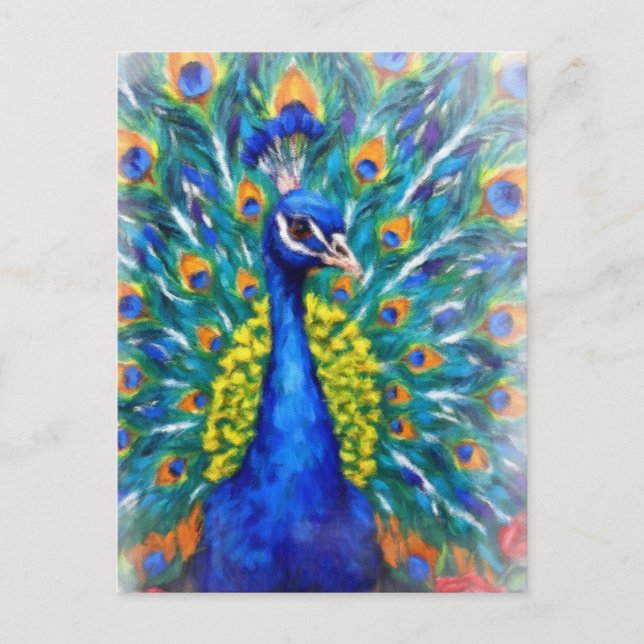 Carte Postale Paon vibrant (Devant)