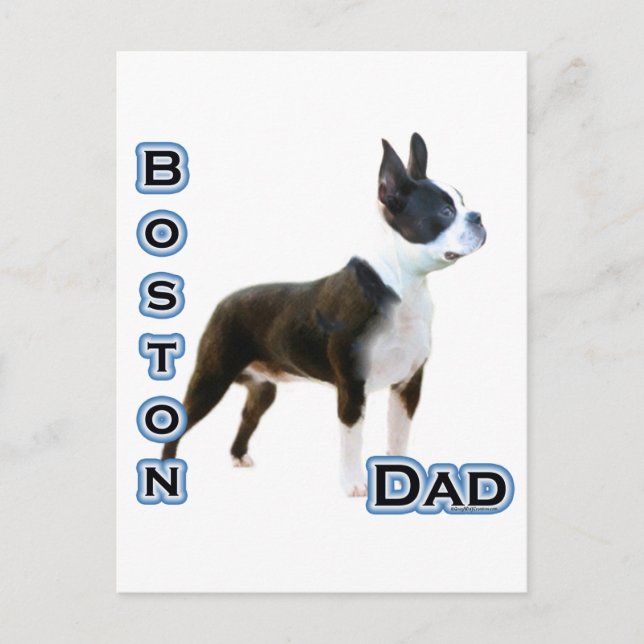 Carte Postale Papa Boston Terrier 4 (Devant)