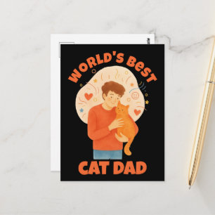Carte Postale Papa Chat le Plus Gênial au Monde Aquarelle Photo