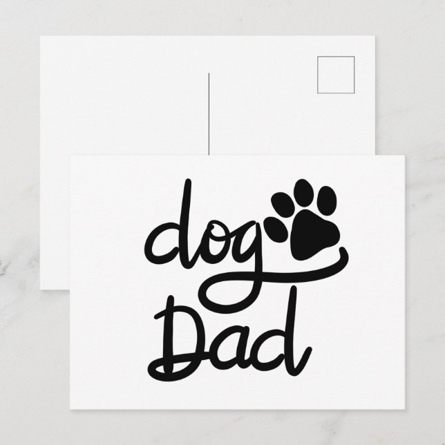 Carte Postale Papa Chien Drôle Empreinte de Patte (Devant / Derrière)