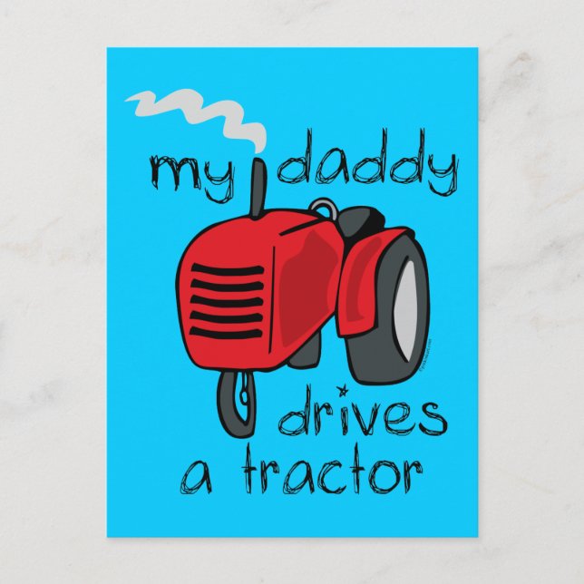 Carte Postale Papa Conduit Un Tracteur (Devant)