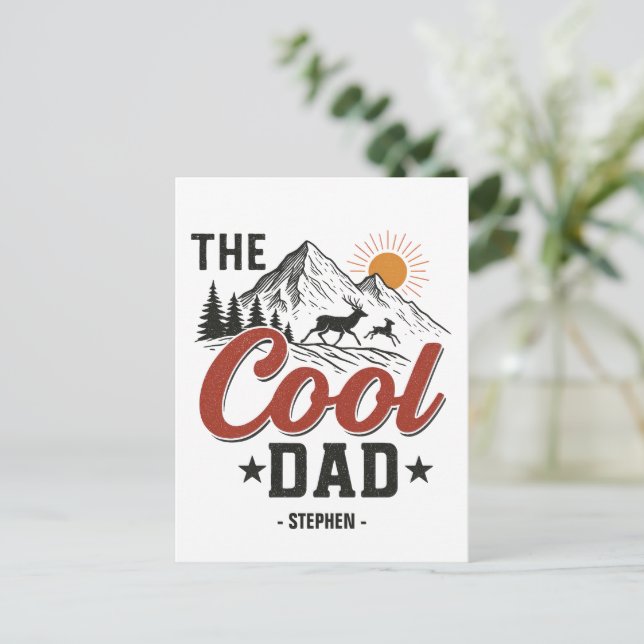 Carte Postale Papa Cool - Rustic Mountain et Deer Design (Debout devant)