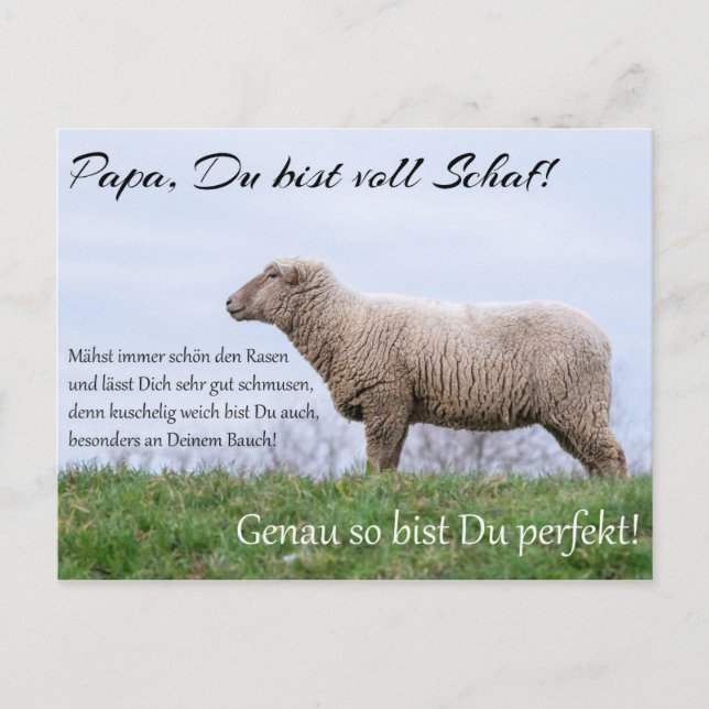 Carte Postale Papa, Du bist voll Schaf ! (Devant)