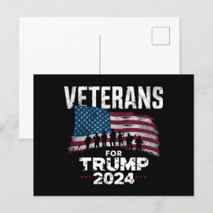 Carte Postale Papa Grand-père Vétérans Pour Trump 2024 Drapeau A
