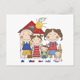Carte Postale Papa, Maman, Grande Sœur, Frère Moyen, Petite Soeu