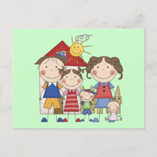 Carte Postale Papa, Maman, Grande Sœur, Frère Moyen, Petite Soeu