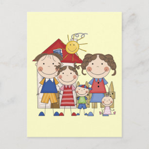 Carte Postale Papa, Maman, Grande Sœur, Frère Moyen, Petite Soeu