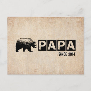 Carte Postale Papa Ours Grunge Depuis 2014, Noir