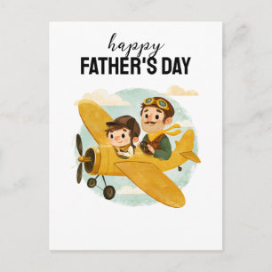 Carte Postale Papa pilotant un avion nuages mignon Joyeux annive