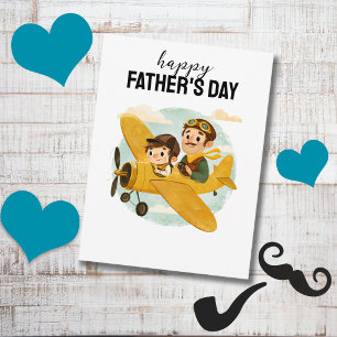 Carte Postale Papa pilotant un avion nuages mignon Joyeux annive